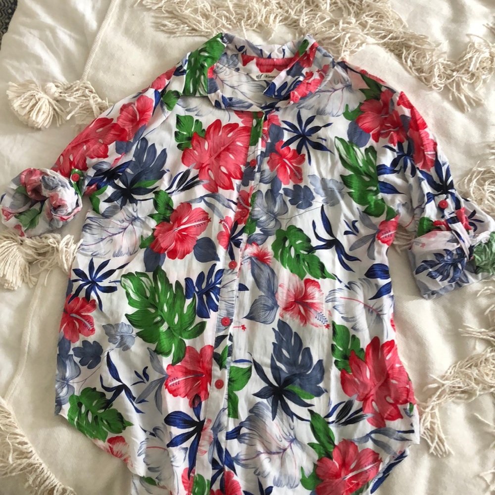 Hawaiian Style Floral Button Down